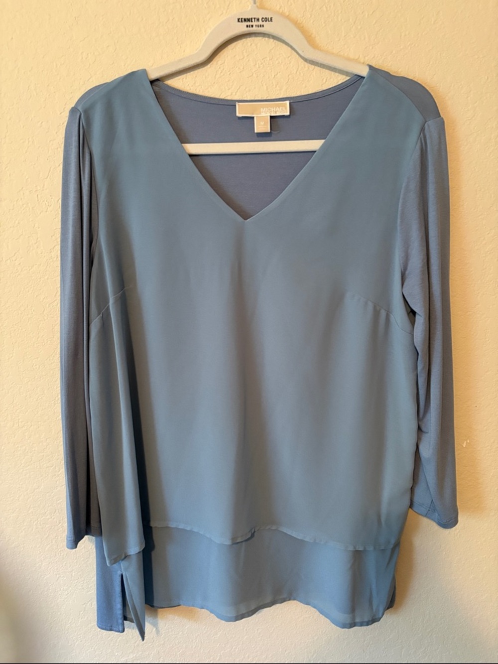 MICHAEL Michael Kors Light Blue V-Neck Layered Blouse